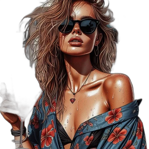 dress, jewelry, face, jacket, photorealistic, oil painting, fantasy art, comic book art transparent PNG cut-out