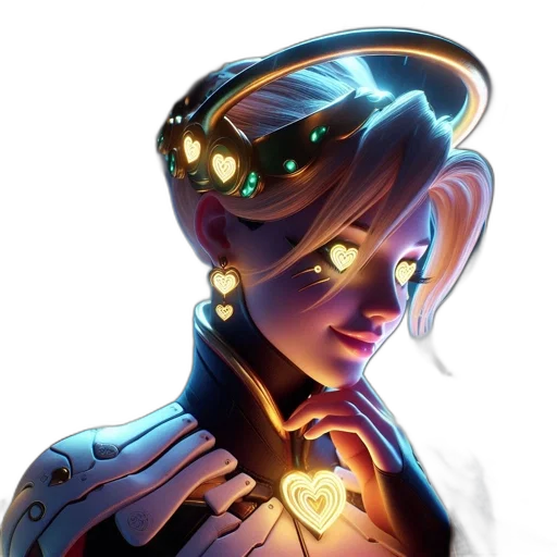 robot, face, staff, mask, cyberpunk, concept art, fantasy art, comic book art transparent PNG cut-out