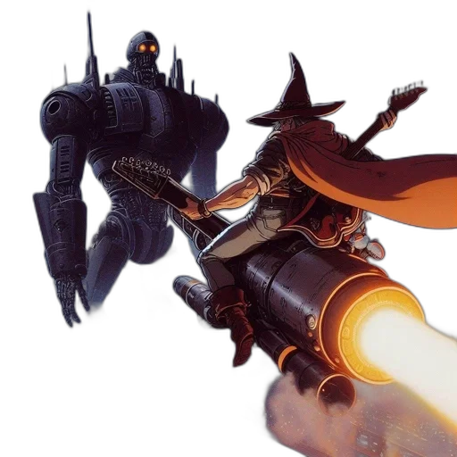 robot, weapon, dragon, concept art, fantasy art, comic book art, 3d render, outer space transparent PNG cut-out