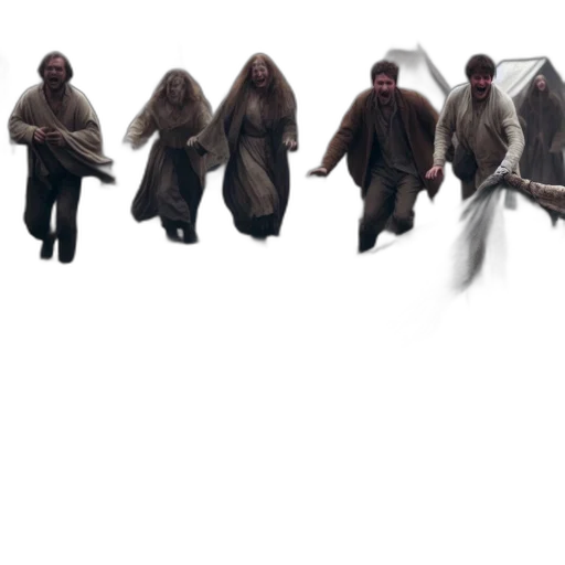 creature, animal, staff, jacket, concept art, 3d render, fog, overcast transparent PNG cut-out