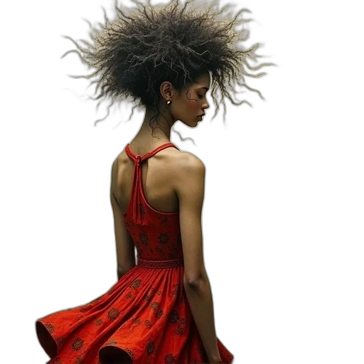 dress, hair, crown, jewelry, photorealistic, concept art, fantasy art, red transparent PNG cut-out