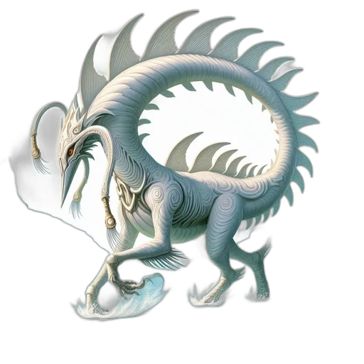 dragon, creature, animal, staff, concept art, fantasy art, 3d render, photorealistic transparent PNG cut-out