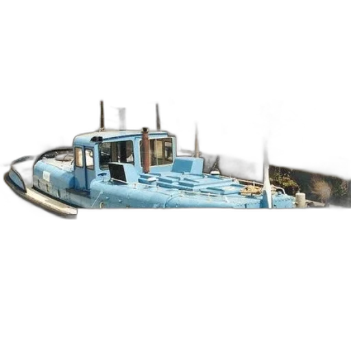 weapon, concept art, photorealistic, 3d render, blue, boat, docked, front transparent PNG cut-out