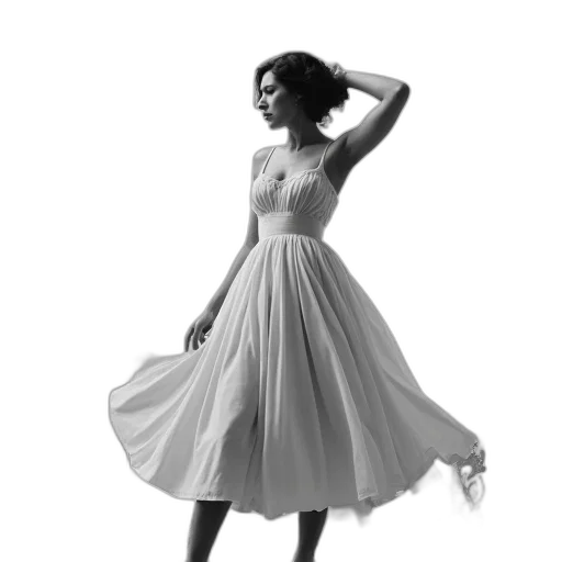 dress, photorealistic, 3d render, concept art, monochrome, black, white, advertisement transparent PNG cut-out