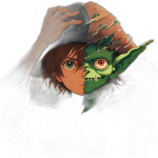 mask, face, hat, creature, concept art, fantasy art, pixel art, watercolor transparent PNG cut-out