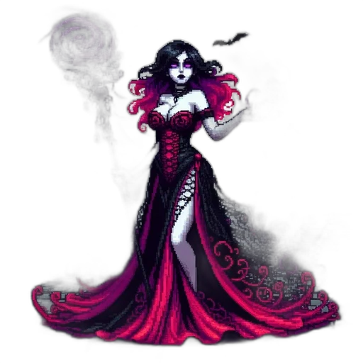 dress, fantasy art, concept art, pixel art, comic book art, fire, dark, red transparent PNG cut-out