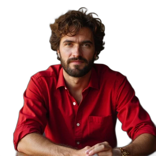 staff, jacket, face, hair, photorealistic, concept art, pixel art, man transparent PNG cut-out