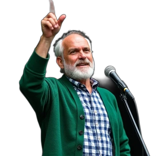 jacket, staff, umbrella, animal, man, white, hair, beard transparent PNG cut-out