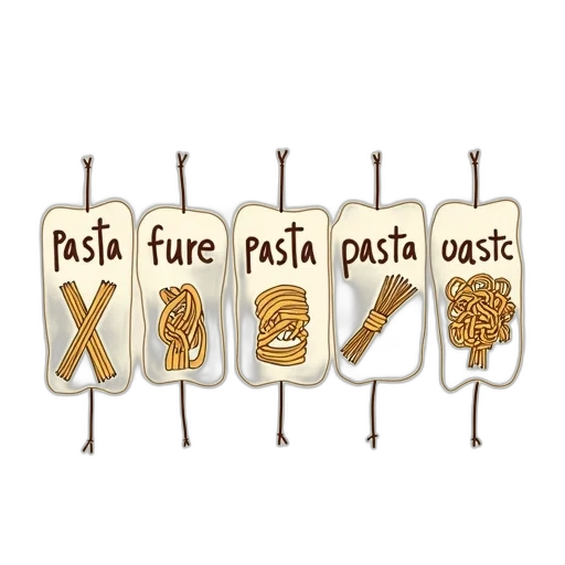 food, fantasy art, earth tones, series, six, illustrated, signs, playful transparent PNG cut-out