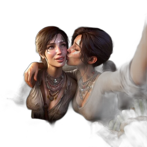 jewelry, photorealistic, concept art, fantasy art, 3d render, earth tones, two, women transparent PNG cut-out