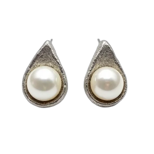 jewelry, pair, earrings, textured, silver-colored, base, large, round transparent PNG cut-out