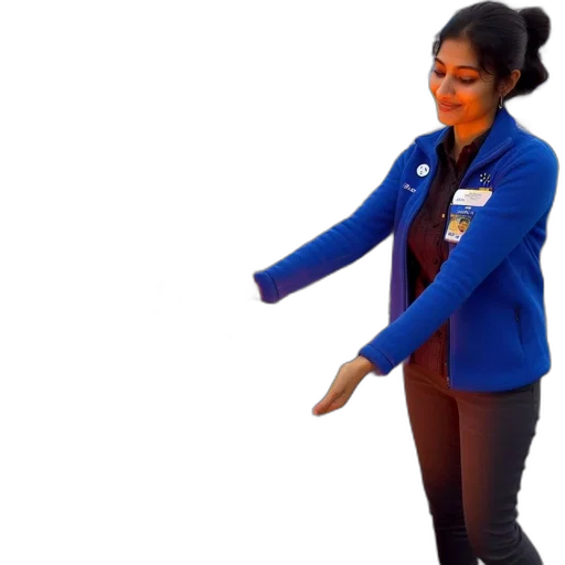 staff, jacket, dress, umbrella, 3d render, fire, blue, mock transparent PNG cut-out