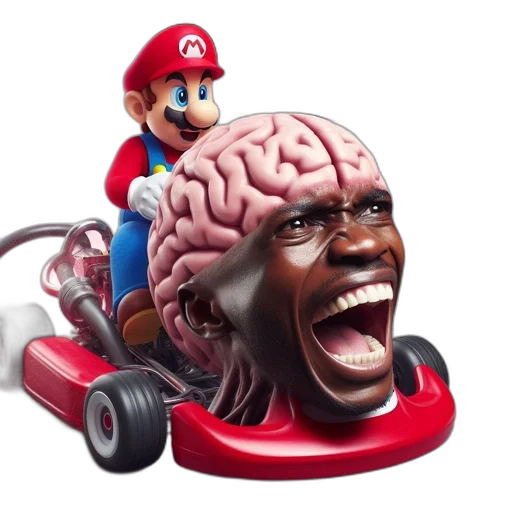 car, face, crown, hat, concept art, 3d render, photorealistic, mario transparent PNG cut-out