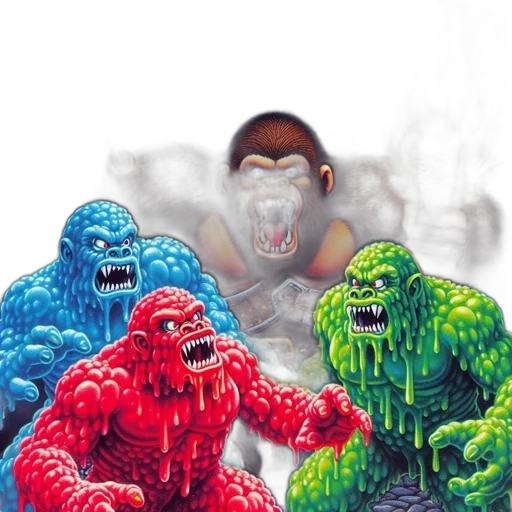 creature, concept art, comic book art, pixel art, fantasy art, outer space, fog, fierce transparent PNG cut-out