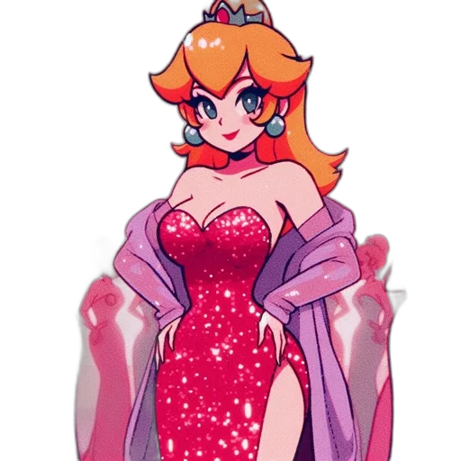 dress, crown, jacket, pixel art, concept art, vaporwave, cartoon, red transparent PNG cut-out