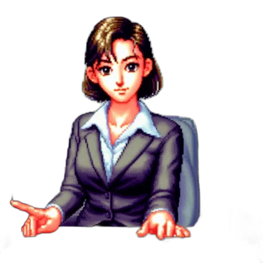staff, jacket, face, jewelry, pixel art, concept art, cartoon, 3d render transparent PNG cut-out