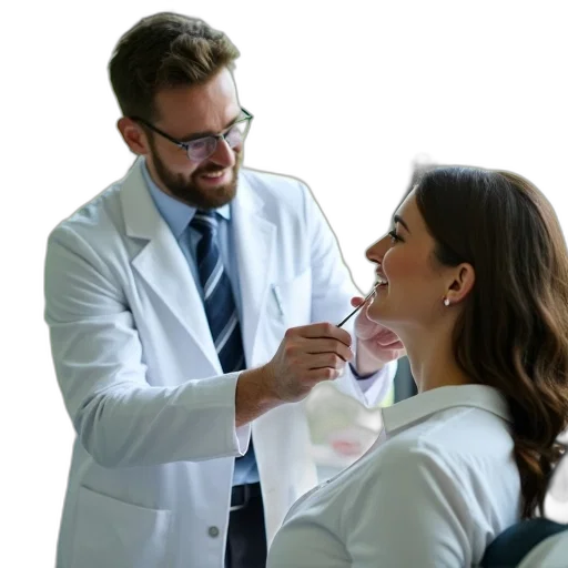 staff, man, white, lab, coat, standing, next, woman transparent PNG cut-out