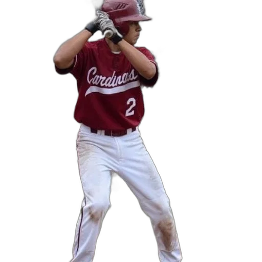 baseball, player, red, cardinals, jersey, holding, bat transparent PNG cut-out