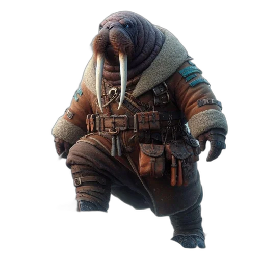 creature, jacket, animal, staff, concept art, cyberpunk, 3d render, fantasy art transparent PNG cut-out