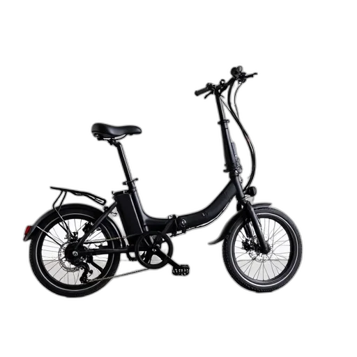 3d render, photorealistic, black, folding, electric, bike, seat, handlebars transparent PNG cut-out