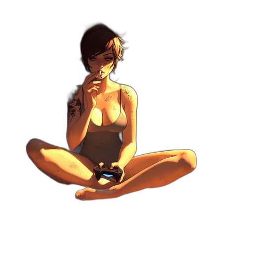 jewelry, staff, dress, concept art, comic book art, pixel art, anime, sunset transparent PNG cut-out