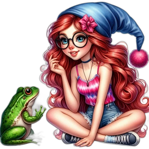 hat, dress, jewelry, creature, fantasy art, cartoon, pixel art, photorealistic transparent PNG cut-out