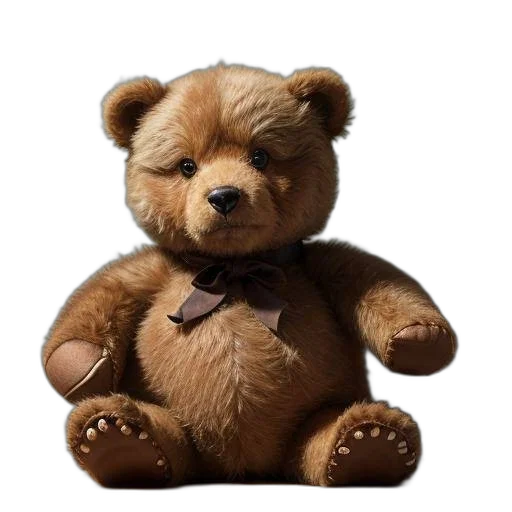 animal, 3d render, photorealistic, brown, teddy, bear, ribbon, around transparent PNG cut-out