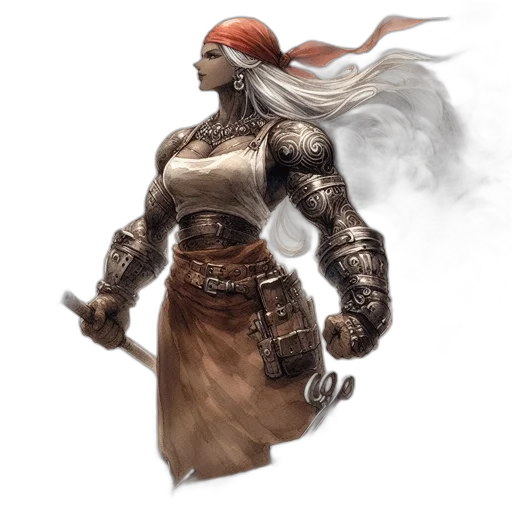 sword, fantasy art, concept art, comic book art, photorealistic, earth tones, woman, stands transparent PNG cut-out