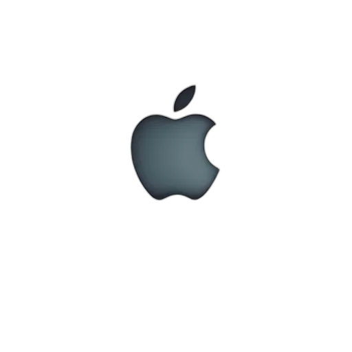 3d render, monochrome, close-up, apple, logo, white, background, appearing transparent PNG cut-out