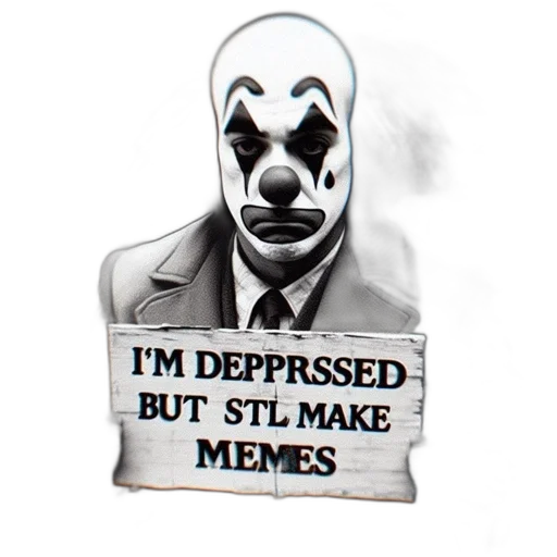 mask, animal, face, comic book art, clown, character, somber, expression transparent PNG cut-out