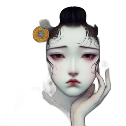 mask, face, crown, flower, concept art, fantasy art, photorealistic, watercolor transparent PNG cut-out