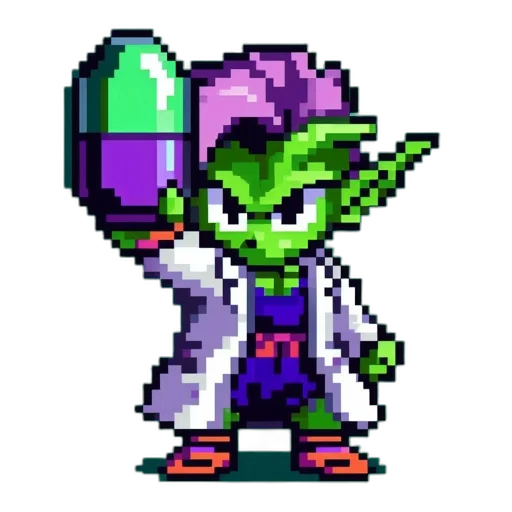 staff, jacket, pixel art, concept art, cyberpunk, cartoon, green, pixel transparent PNG cut-out