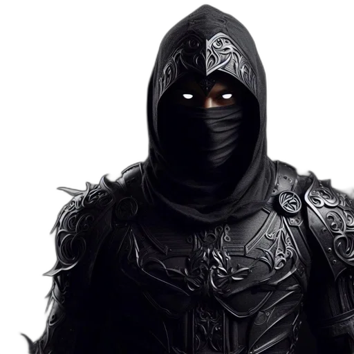 mask, sword, face, concept art, fantasy art, 3d render, comic book art, enigmatic transparent PNG cut-out