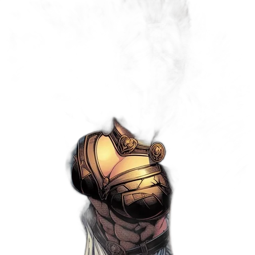 mask, robot, face, staff, comic book art, concept art, watercolor, fantasy art transparent PNG cut-out