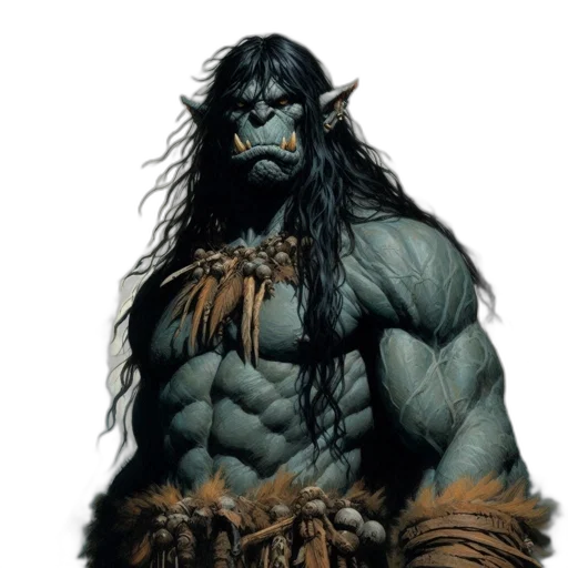 comic book art, fantasy art, concept art, muscular, tattooed, orc, battle, gear transparent PNG cut-out