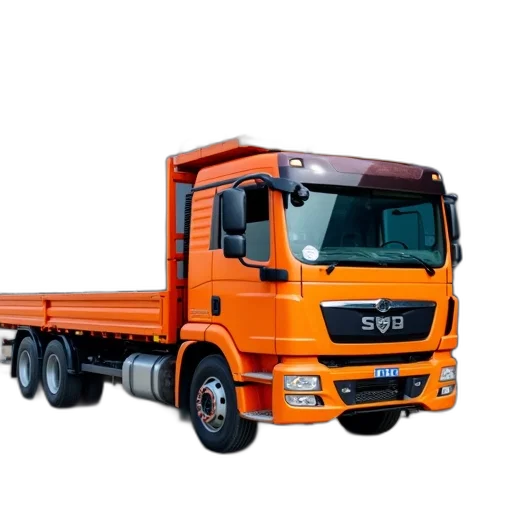 photorealistic, 3d render, bright, orange, aerial, lift, truck, metal transparent PNG cut-out