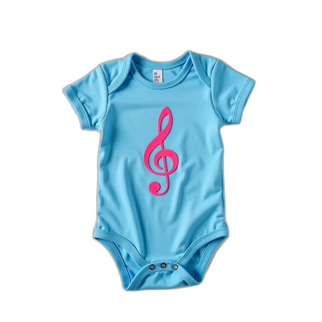 blue, onesie, pink, musical, note, design, front transparent PNG cut-out