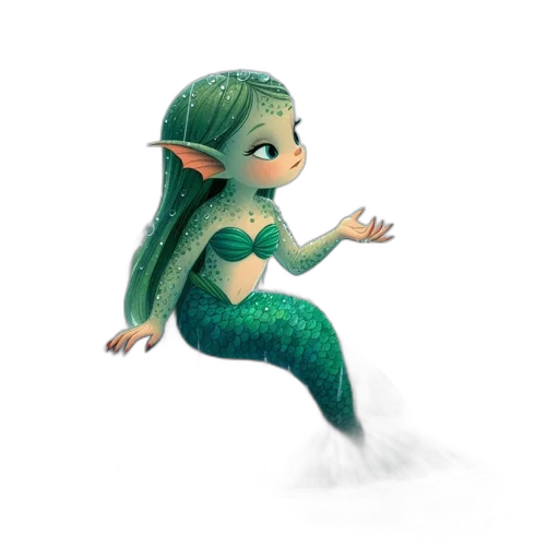creature, dragon, concept art, fantasy art, 3d render, pixel art, underwater, green transparent PNG cut-out