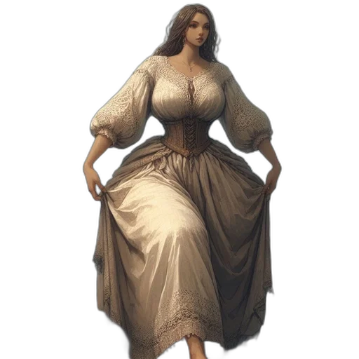 dress, jewelry, staff, concept art, fantasy art, photorealistic, pixel art, earth tones transparent PNG cut-out