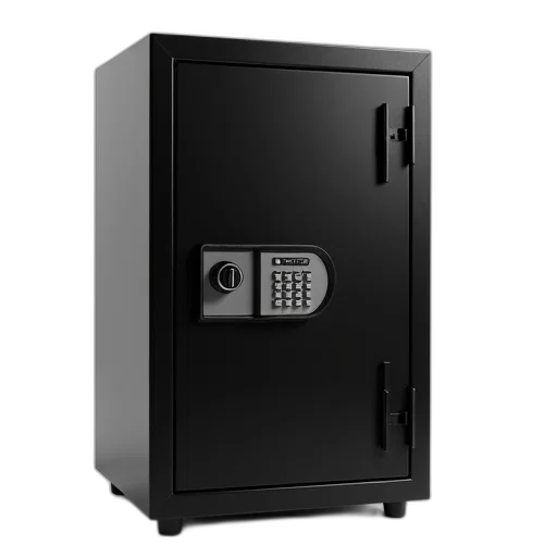 furniture, robot, 3d render, black, metal, safe, digital, lock transparent PNG cut-out