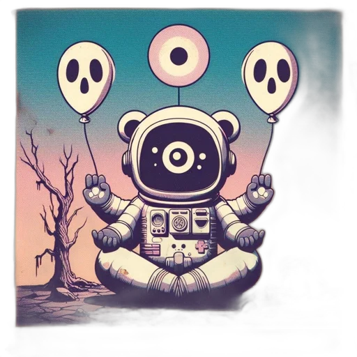 robot, creature, concept art, comic book art, fantasy art, pixel art, outer space, monochrome transparent PNG cut-out