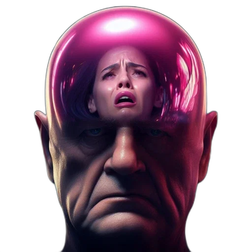 face, mask, concept art, cyberpunk, comic book art, photorealistic, neon lights, outer space transparent PNG cut-out
