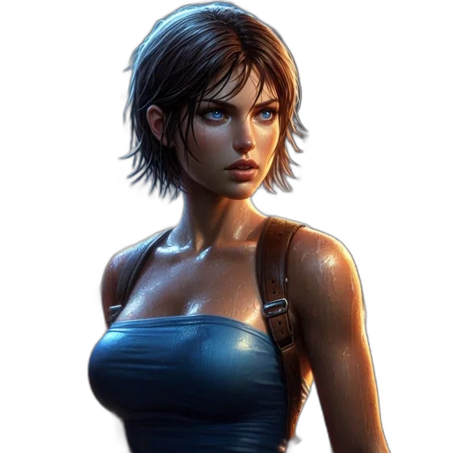 face, dress, concept art, fantasy art, photorealistic, comic book art, blue, intense transparent PNG cut-out