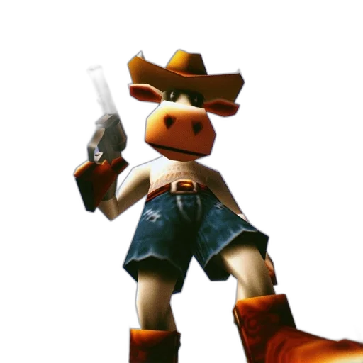 weapon, animal, concept art, 3d render, anthropomorphic, cow, wielding, gun transparent PNG cut-out