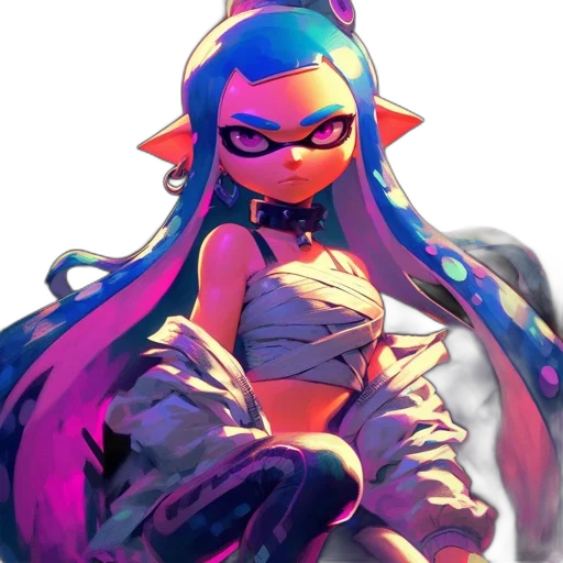 dress, jacket, weapon, hair, vaporwave, concept art, watercolor, pixel art transparent PNG cut-out