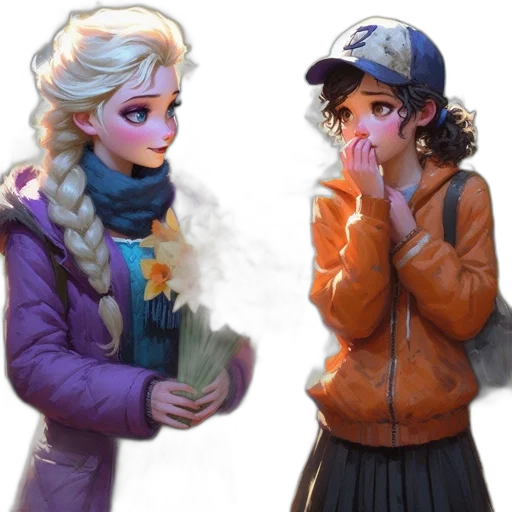 jacket, face, concept art, fantasy art, watercolor, comic book art, snow, fire transparent PNG cut-out