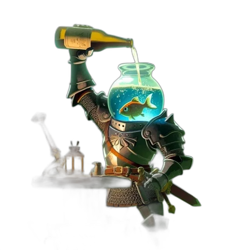 weapon, staff, bottle, sword, concept art, fantasy art, 3d render, underwater transparent PNG cut-out
