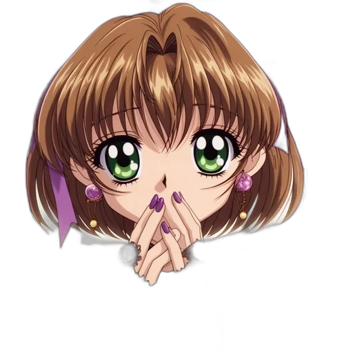 face, staff, jewelry, hair, anime, cartoon, pixel art, vaporwave transparent PNG cut-out