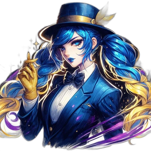 staff, hat, anime, pixel art, fantasy art, concept art, blue, colorful transparent PNG cut-out