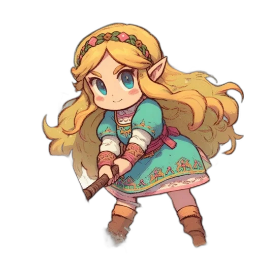 staff, dress, sword, weapon, pixel art, fantasy art, concept art, watercolor transparent PNG cut-out